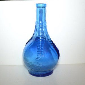 Vintage Ball And Claw Blue Bitters Glass Bottle MFG Wheaton Glass NJ